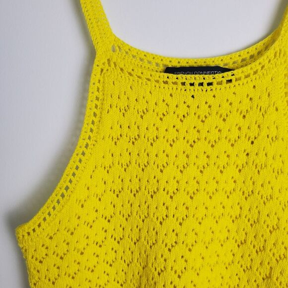French Connection Yellow Crochet Tank Top XS - Picture 3 of 7